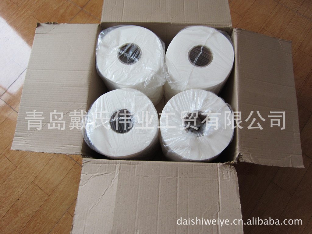 廠家批發100%純木漿雙層750克酒店用珍寶盤紙，廁所用紙，大卷紙